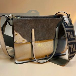 Fendi Flip Tote Glossy Lambskin & Suede